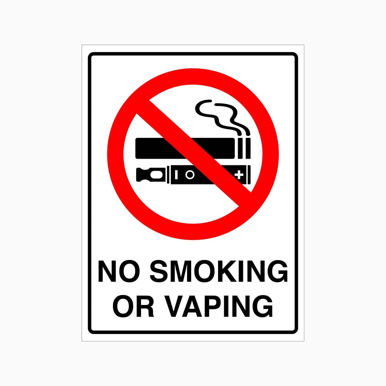 NO SMOKING OR VAPING Sign, 12x8 Metal Tin Sign, No smoking or vaping.