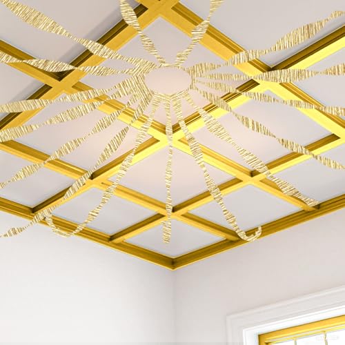 Image of 4 Crepe Paper Streamers Rolls, 328ft Gold Crepe Paper for Wedding Graduation Anniversary Baby Shower Birthday Party Decorations (1.8 inch x 82 ft /Roll)