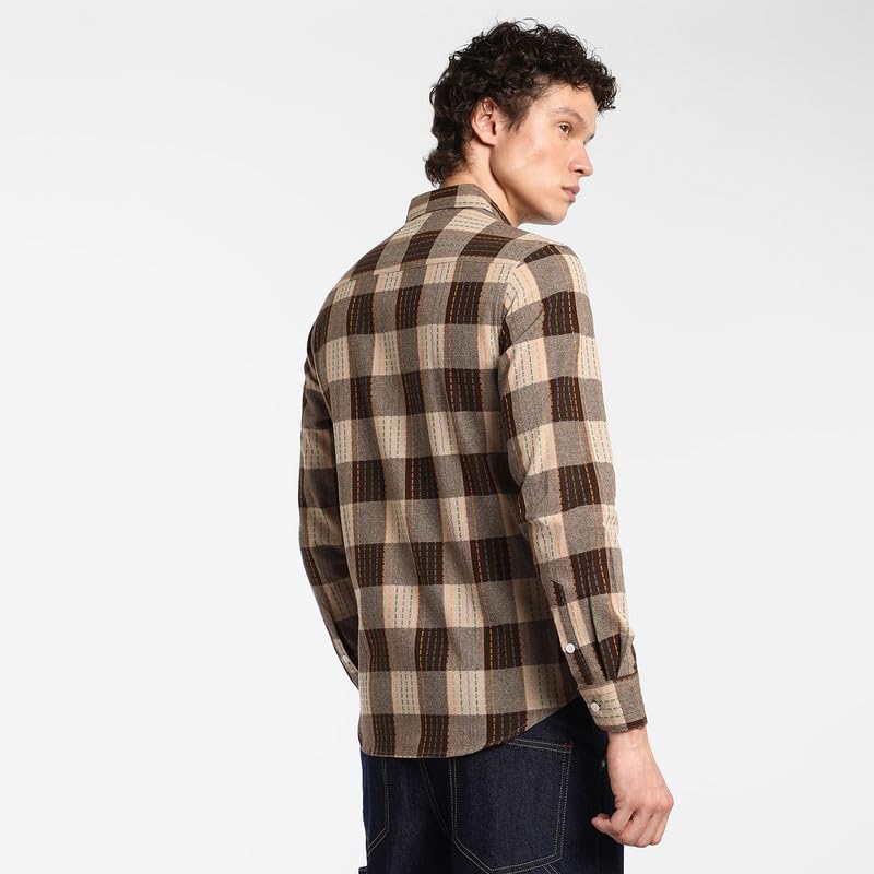 Image of CAHOOT Men's Polycotton Abstract-Textu Shirt |Casual-Wear | Spread Collar | Long Sleeve | Button Closure | Shirt Crafted with Comfort Fit for Everyday Wear