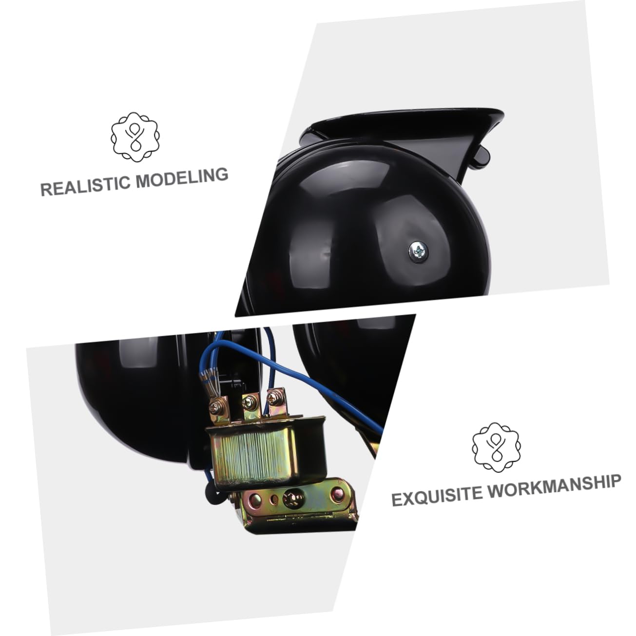 Bocina 12v de Caracol Doble Tono para Coche y Moto, 2 Piezas Negras de Cobre, Sonido Fuerte y Función de Aviso para Camión