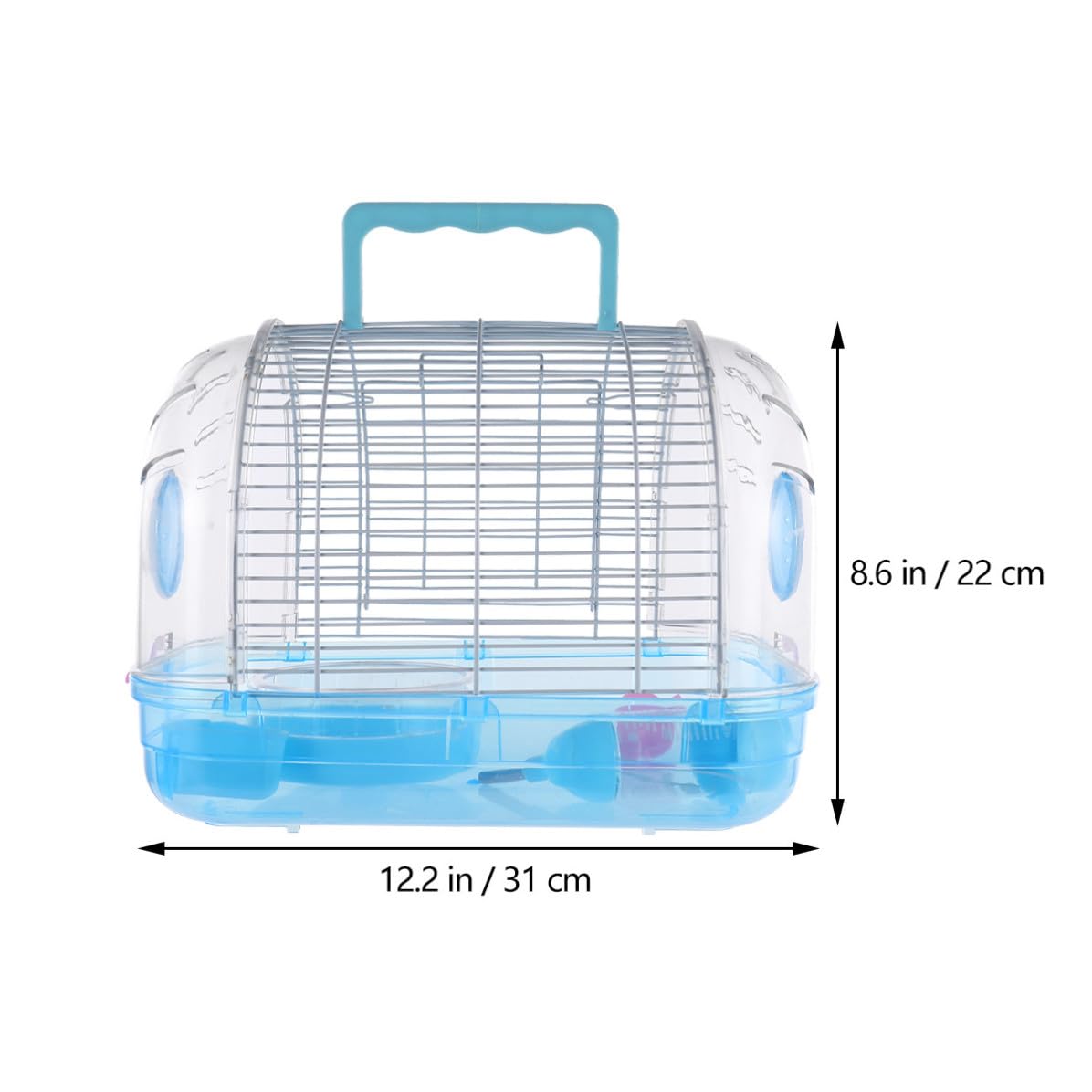 Transparente Kunststoff Haustier Transportbox mit Griff für Hamster Blau