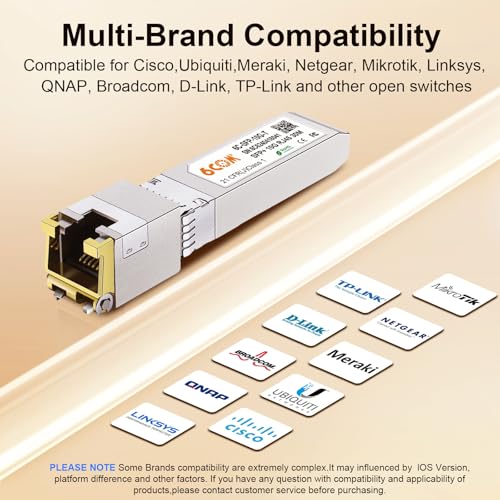 Image of 10Pack 10GBase-T SFP+ Transceiver, 10Gb SFP+ to RJ45 Copper SFP Module, Compatible for Cisco SFP-10G-T-S, Ubiquiti uacc-cm-rj45-mg, Netgear, Mikrotik, TP-Link(CAT.6a /7, 30m /98.4ft)