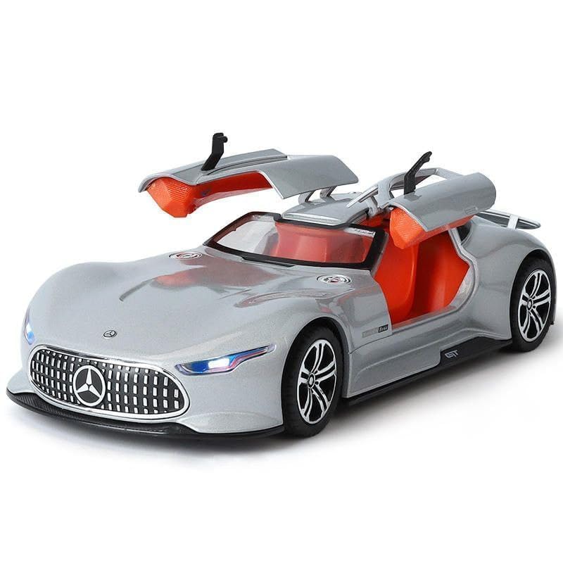 Image of Invite 1:24 Scale Die-Cast Mercedees Vision AMG GT 【Large】 with Openable Doors,Pull Back Action,Working Lights & Working Horn【Silver Color】【Pack of 1】