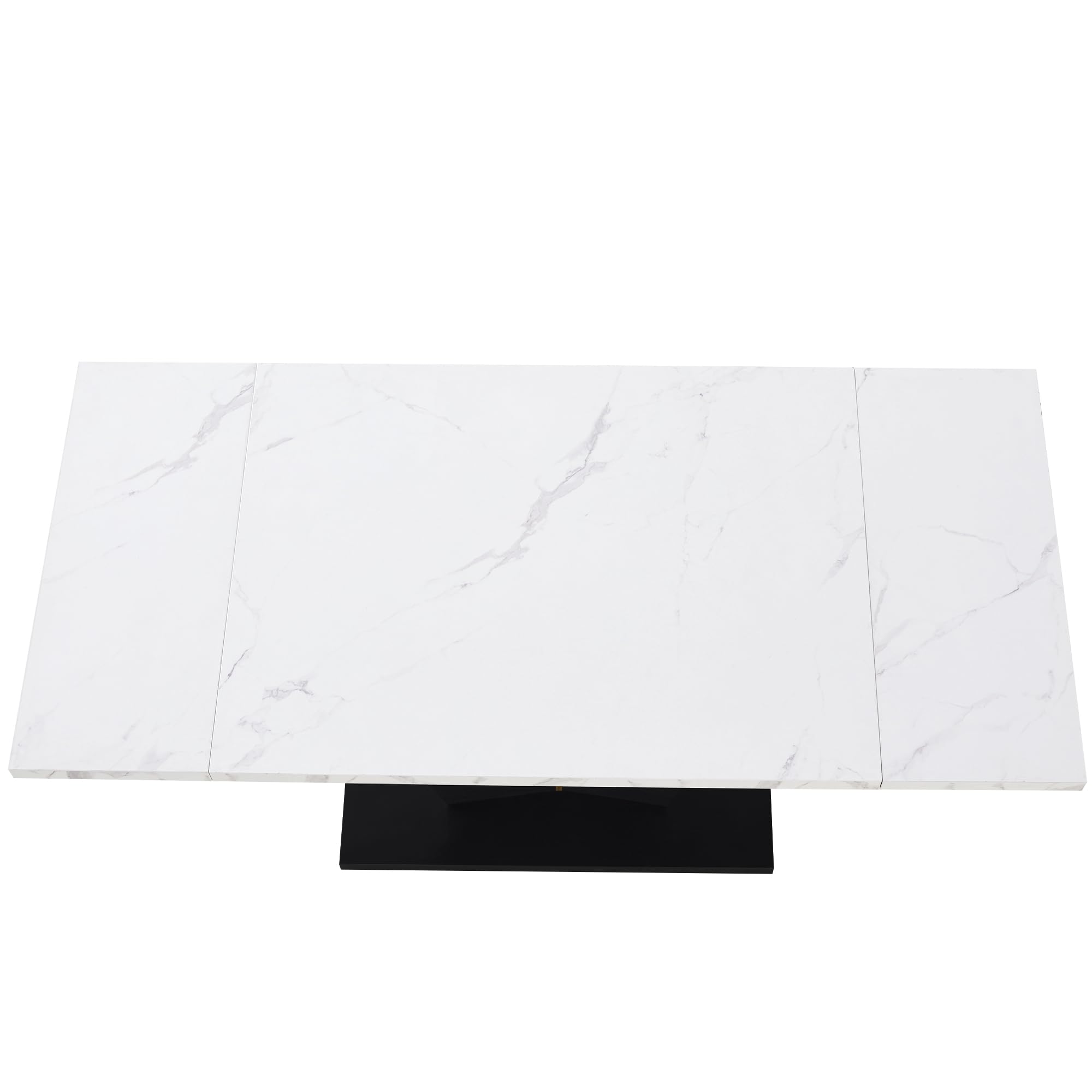 Idemon (99-159 × 75 cm), Mesa de comedor extensible, ahorra espacio, amplia superficie de trabajo, diseño flexible, adecuada para oficina en casa y sala de estar, tablero blanco con forma de V
