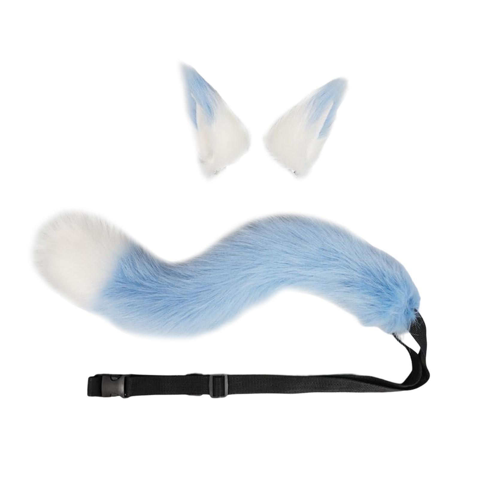 mophrati Wolf Tail Cosplay Set Stable Fixation and Fine Stitching for Performance and Cosplay Events Plush Cat Colorfast, Blue