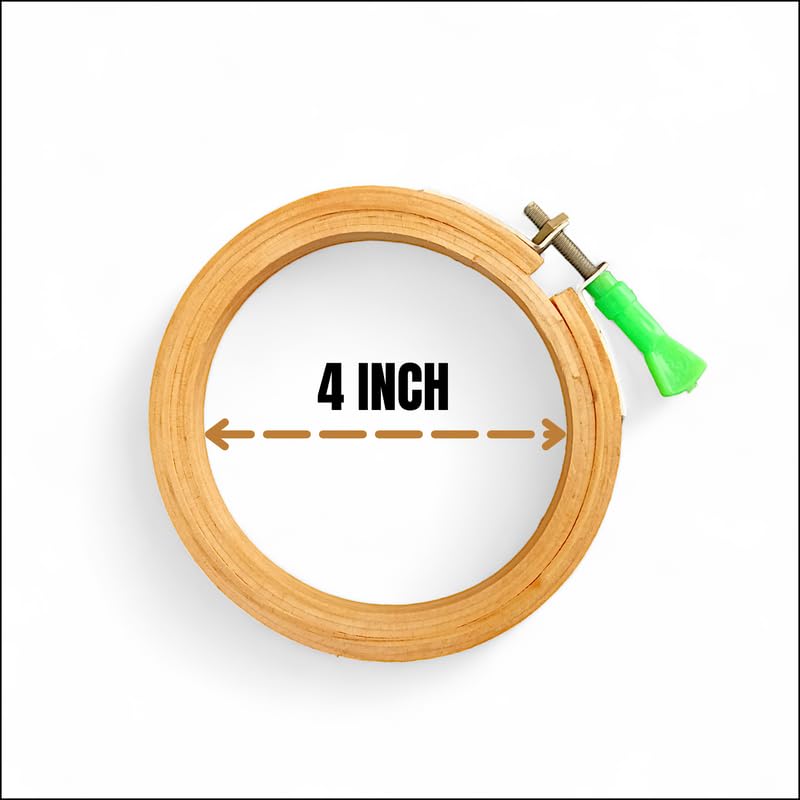 Image of 4 Inch Wooden Embroidery Hoop Ring (3 Ply, Pack of 1) - Frame for Craft Kit, Mini Hand Embroidery