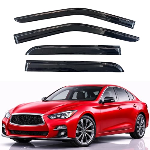 Image of KPY Rain Guards Fit for 2014-2022 Infiniti Q50, Out-Channel Window Visors Vent Wind Deflectors 4PC, Car Accessories for 14-22 Infiniti Q50