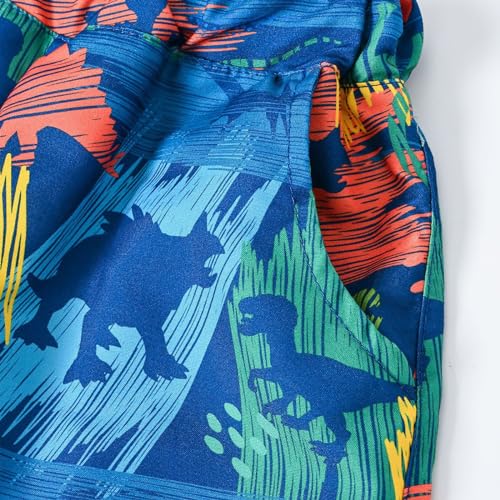Boys Compression Swim Shorts Dinosaur Printed Camouflage Beach Sports Shorts Pull On Loose Fit Activewear Bottoms3