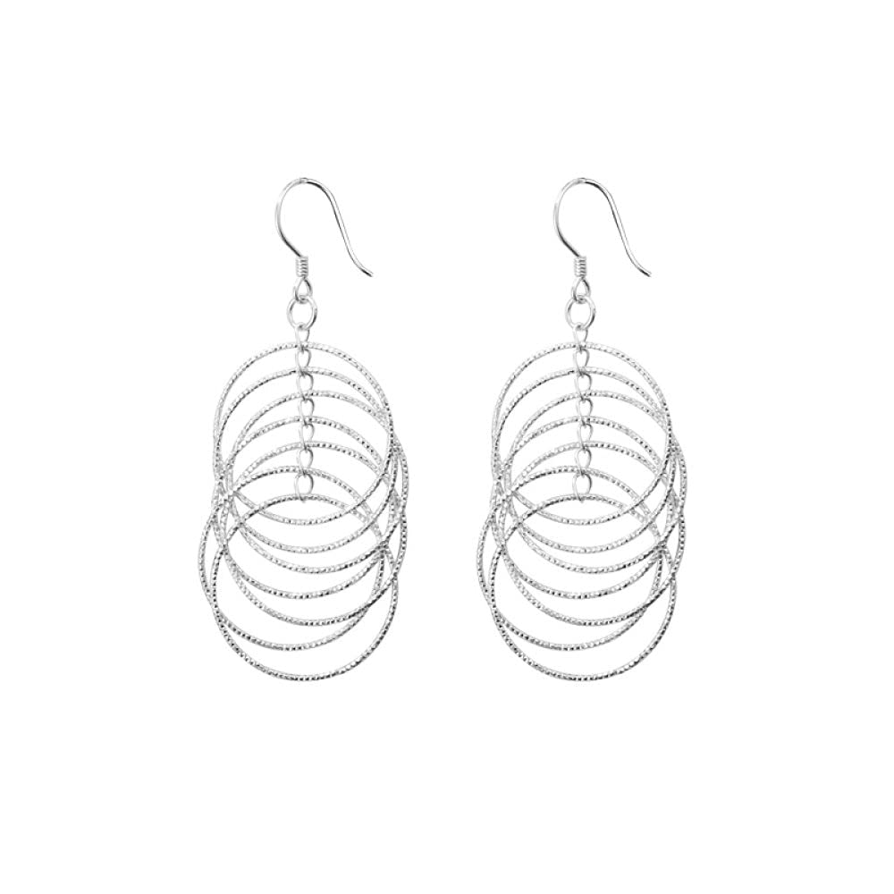Orecchini Donna, Orecchini A Gancio Pendenti Multigiro Moda Argento 925 Anello Leggero Ipoallergenico Cerchio Gioielli Orecchini per Donna Ragazze Festa Matrimonio San Valentino Regalo