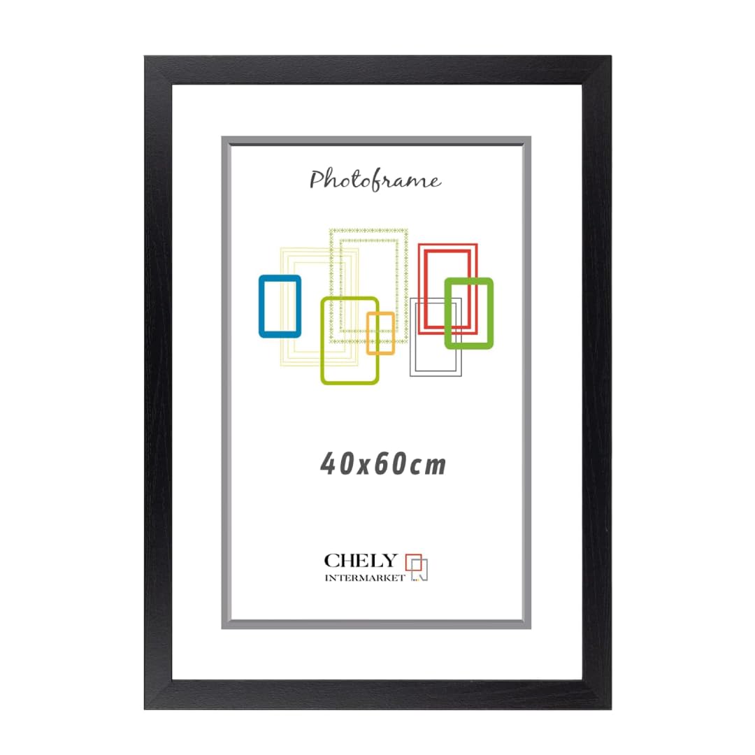 CHELY INTERMARKET Marco de Foto 40x60cm (Negro) MOD-254 Hecho de Madera, Ancho de moldura 2cm