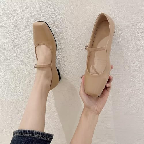 Image of LUXINYU Women's Slip on Flats,Classy Round Toe Solid Classic Mary Jane Ballet Dance Shoes Soft Comfortable PU Flat Shoes