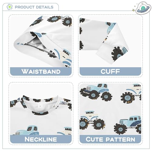 JUNZAN Rainbow Trucks Car White Big Boys Hoodie Sweatshirt Fleece Tops Clothing Shirts Party 4T3