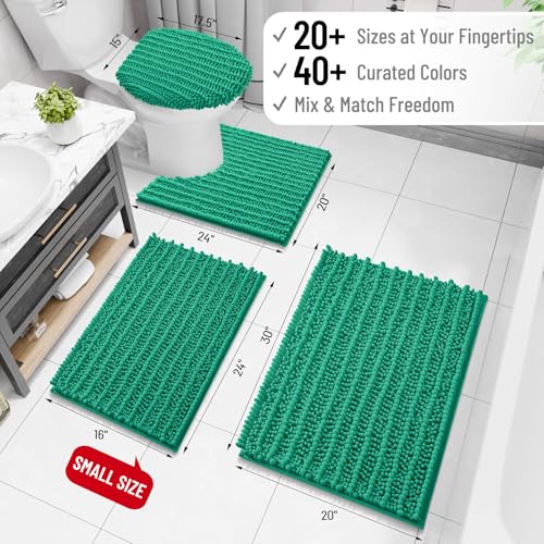 Image of Arotive Luxury Bathroom Ruuner Rugs 47x24, Extra Soft Thick Absorbent Shaggy Chenille Bath Rugs, Machine Wash Dry, Bath Mats for Bathroom Floor, Tub and Shower, Home Decor Accessories, Emerald