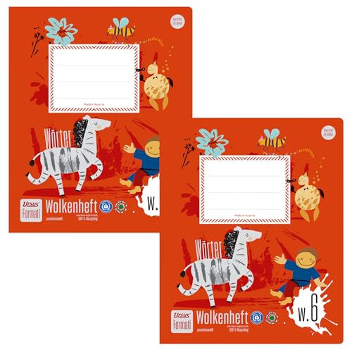 Ursus Formati Cloud Book W.6 Quart 20 hojas Cloud Fields + 10 mm forrado 100% papel reciclado paquete de 2 para colecciones de vocabulario