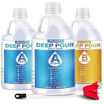 Deep Pour Epoxy Resin 3 Gallon, 2 to 4 Inch Depth Clear Epoxy Resin Kit with Mixer, Bubble Free, Low Odor 2:1 Casting Resin for Table Top, Countertop, River Table, Wood Filler, Bar Top
