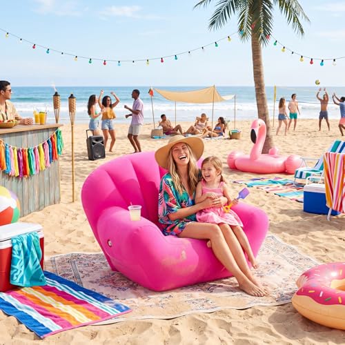Novabright Inflatable Couch, Flocked Surface, Single Size, Small, Hot Pink by Novabright - Used condition - Image 5
