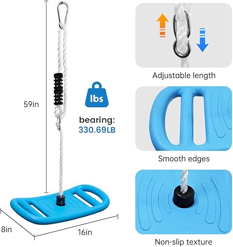 Miniatura 7 de Columpio de árbol para niños, 3 en 1, juego de asiento de un solo disco multifuncional y cuerda de escalada, accesorios para casa de árbol y juegos