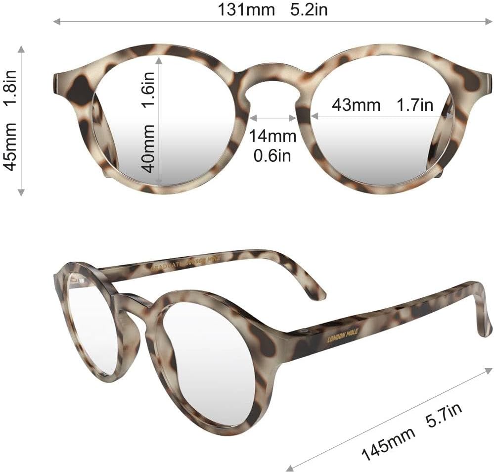 LONDON MOLE® Graduate reading glasses | Cool round panto shaped readers | Men’s Women’s Unisex | Spring hinges - Image 6