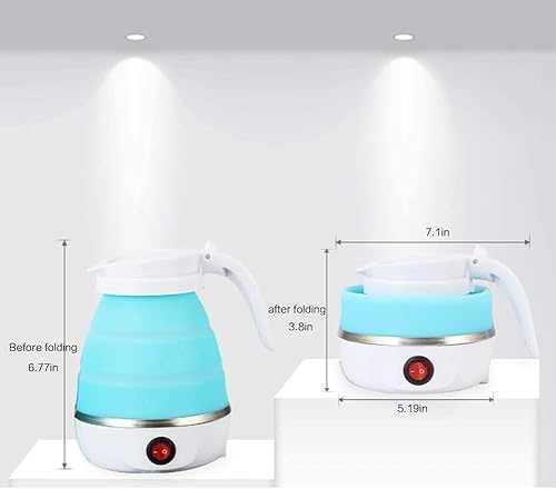 Miniatura 2 de Hervidor eléctrico plegable de viaje ultrafino de silicona de grado alimenticio con cable de alimentación separable y asa protección contra hervir