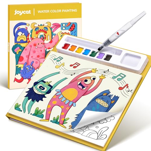JoyCat album da colorare per bambini, set di pittura ad acquerello per bambini dai 3-5 ai 4-8 anni,attività di disegno artistico e artigianale, regalo di compleanno per ragazzi e ragazze