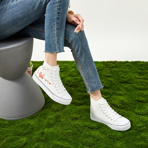 Image of ZGR Womens High Top Canvas Sneakers,Lace-up Canvas Shoes,Casual Tennis Walking Shoes