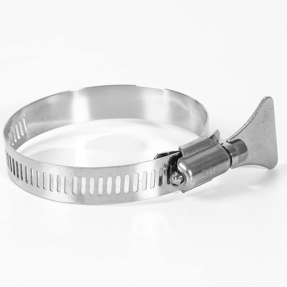 304 Stainless Steel Hose Clamps Air Water Pipe Fuel Hose Clips with Thumb Screw Butterfly Handle Repair Tool Hardware Fasteners,Dia.27,51mm,2pcs Brackets (Size : Dia.8-12mm-2pcs)