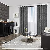 Deconovo Dot Line Foil Printed Blackout Curtains Thermal Insulated Super Soft Energy Saving Eyelet Curtains for Living Room 52 x 84 Inch Light Grey 1 Pair - Image 4