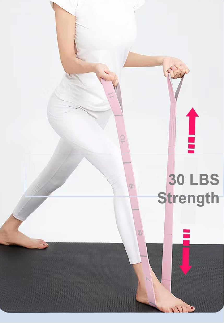 GIMIRO Bande De Résistance Segmentée – Polyester, 90 à 135 Cm, 8 à 12 Boucles – Yoga, Pilates, Danse, Rééducation, Fitness – Élastique Et Durable