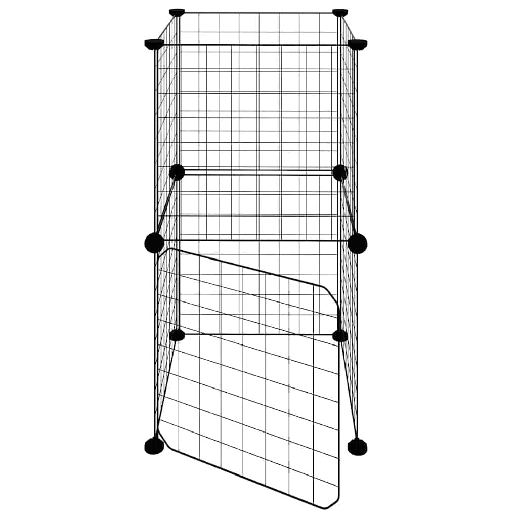 Jaula para mascotas de acero con recubrimiento en polvo, color negro, 35 x 35 cm, con puerta para animales pequeños, conejos, cobayas, hámster, roedores, protección en interiores y exteriores