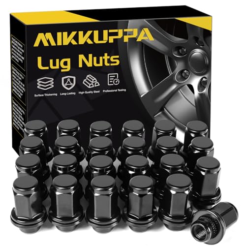 Image of MIKKUPPA 24pcs M12X1.5 Black Mag Lug Nuts - 1.87 inch (47mm) Height 13 /16 inch Hex Replacement for Toyota Tacoma 4Runner FJ Cruiser Lexus GX