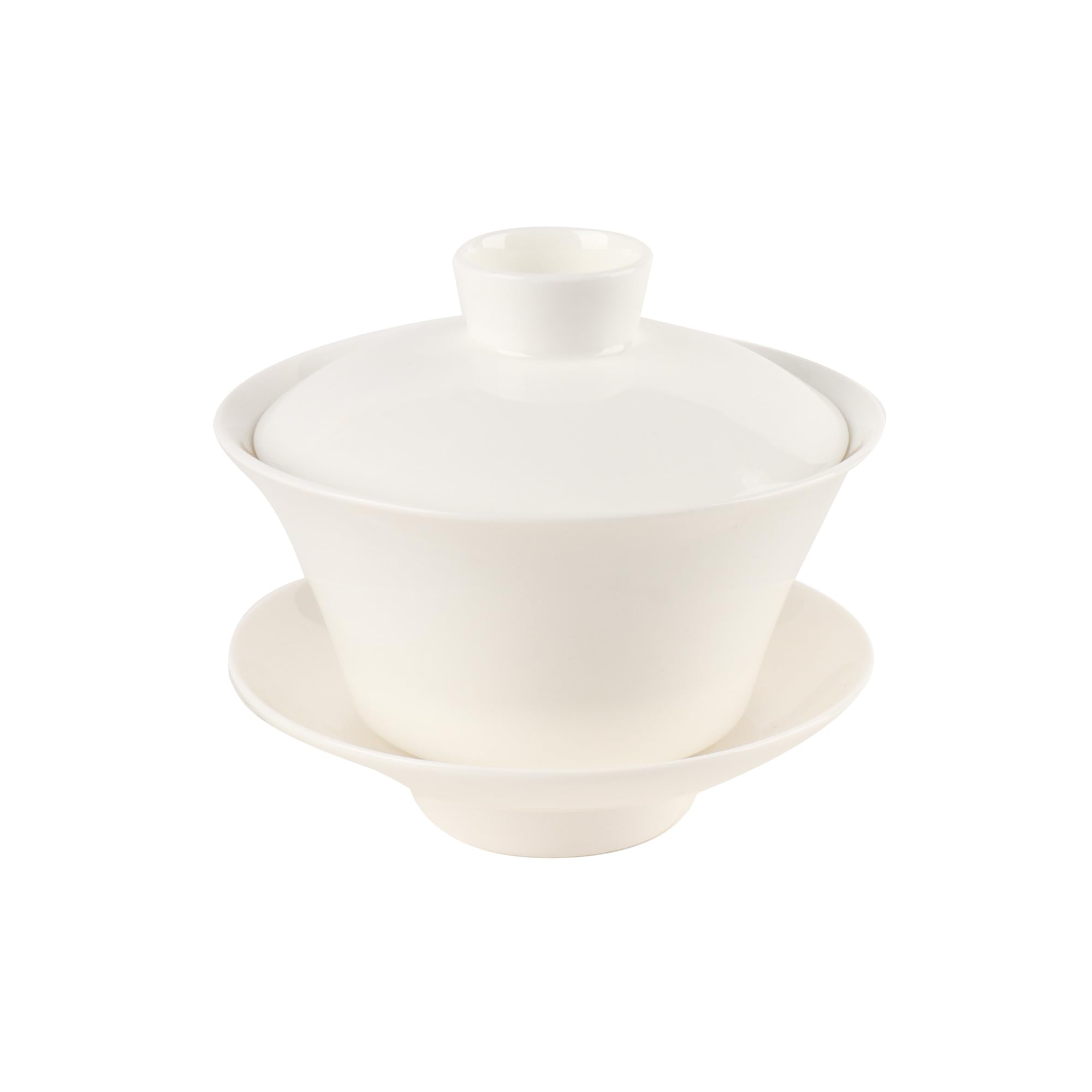 Porcelain 12 Oz/ 360ml Large Gaiwan Tea Bowl Set,Fine Bone China Teacup for Brew Kung Fu Tea (White)