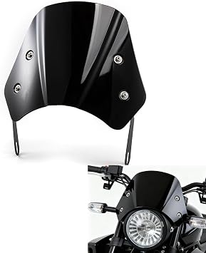 Motorcycle Universal Windshield Wind Deflector Screen Cover Guard With Mounting Bracket 5"-7" Headlight Windshield Retro for Motorbike Motorcycle Accessories Black