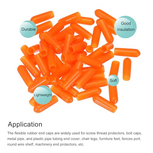 Image of MECCANIXITY 50pcs 4mm Rubber End Caps Cover PVC Vinyl Screw Thread Protector Round Wire Shelf Caps for Screw Bolt Pipe Fence Post, Orange