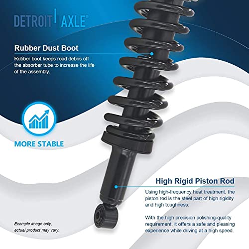 Image of Detroit Axle - 4WD Struts Shocks for 2000-2006 Toyota Tundra Complete 2 Front Struts with Coil Spring 2 Rear Shock Absorbers 2001 2002 2003 2004 2005 Replacement Ready Strut Assembly