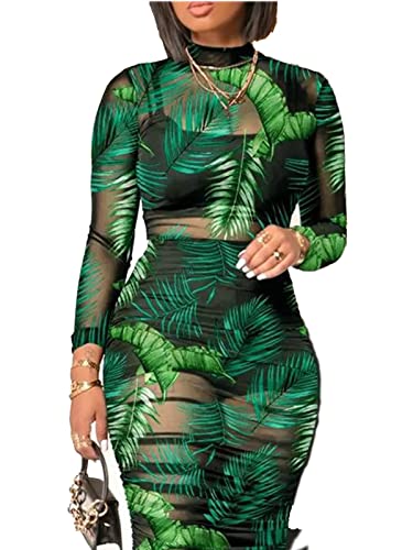 Image of Rodawu Women's Sexy See-Through 3-Piece Set Midi Dress Outfits