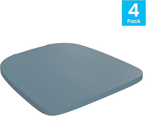 Miniatura 3 de Flash Furniture Perry - Juego de 4 asientos de madera de poliresina, poliestireno azul verdoso, bordes redondeados para mayor comodidad, para sillas