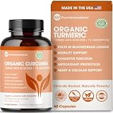 Organic Turmeric Curcumin with Black Pepper & BCM-95 - for Inflammatory Support, Brain & Immune Health - 60 Vegan Turmeric Capsules, 1000mg Per Serve - Herbal Curcumin Supplements
