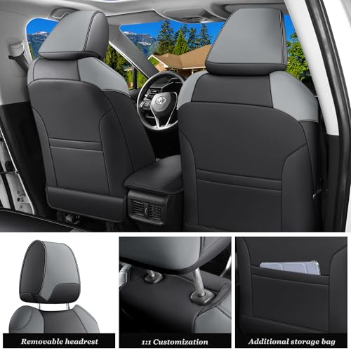 Image of Red Rain Leather Seat Cover Custom for 2019-2026 Toyota RAV4 Seat Covers