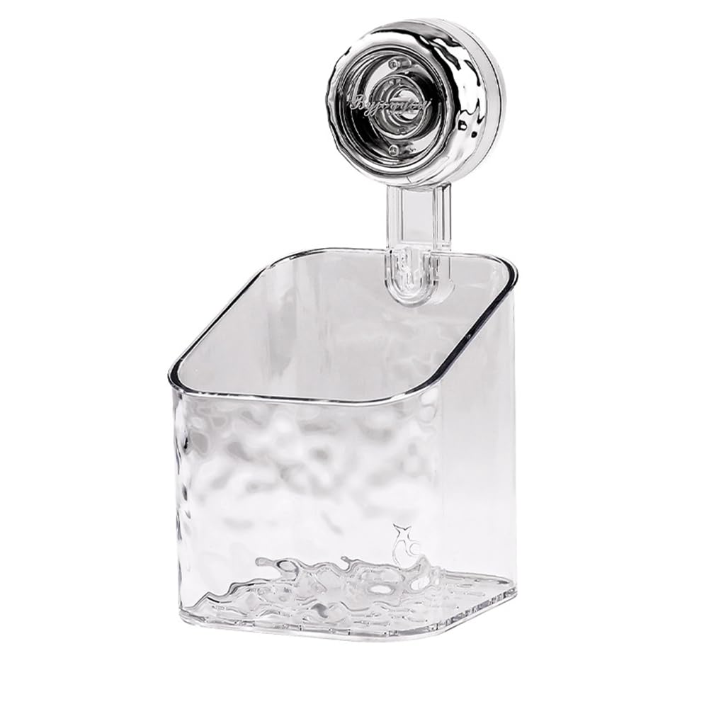CTRLZS 1PCs Rotating Suction Cup Storage Rack Suction Cup Storage Box Organizing and Storage Box Transparent-Gray,S