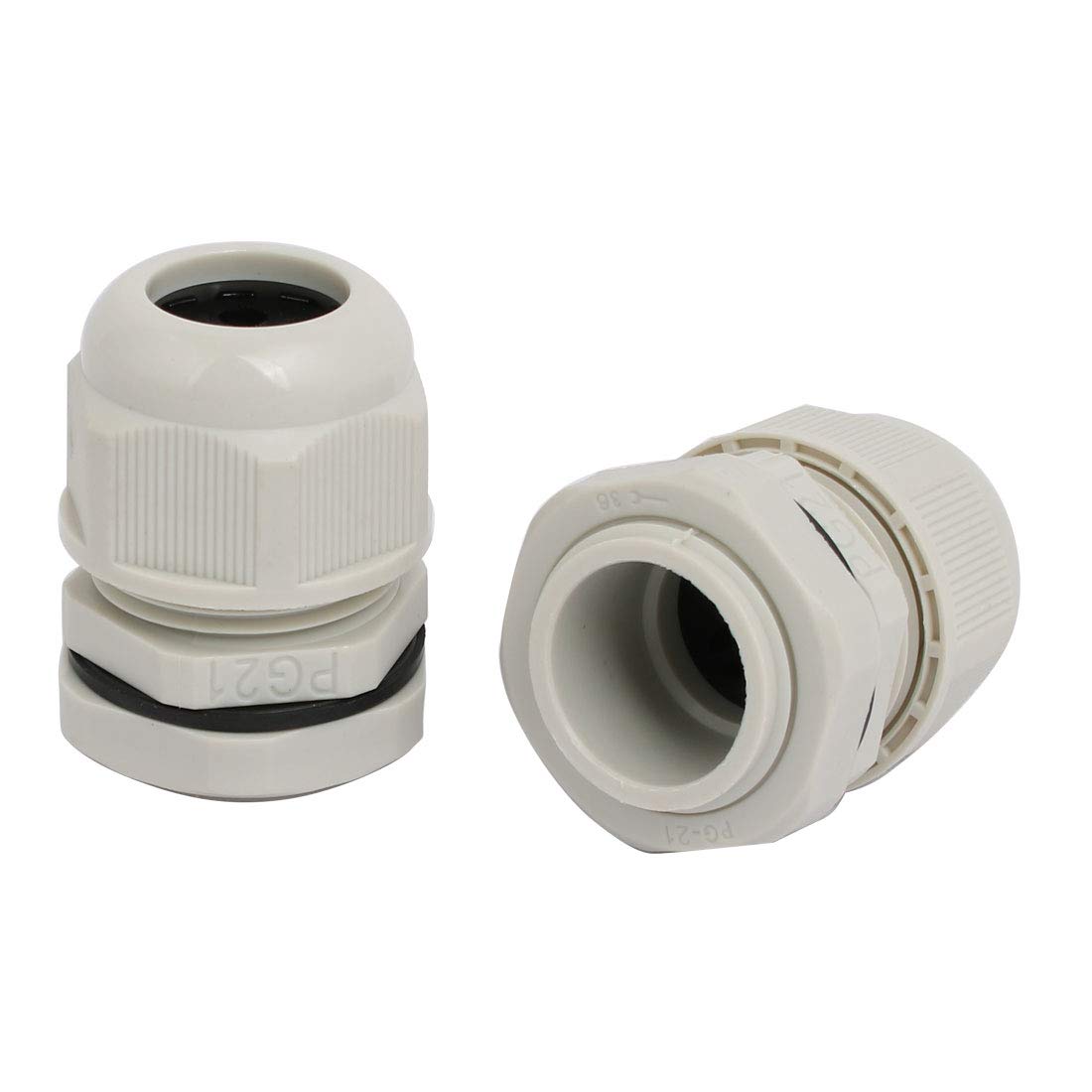 Aexit PG21 3.8-5.2mm Transmission Dia Nylon 4 Holes Adjustable Cables Gland Connector Gray 5pcs