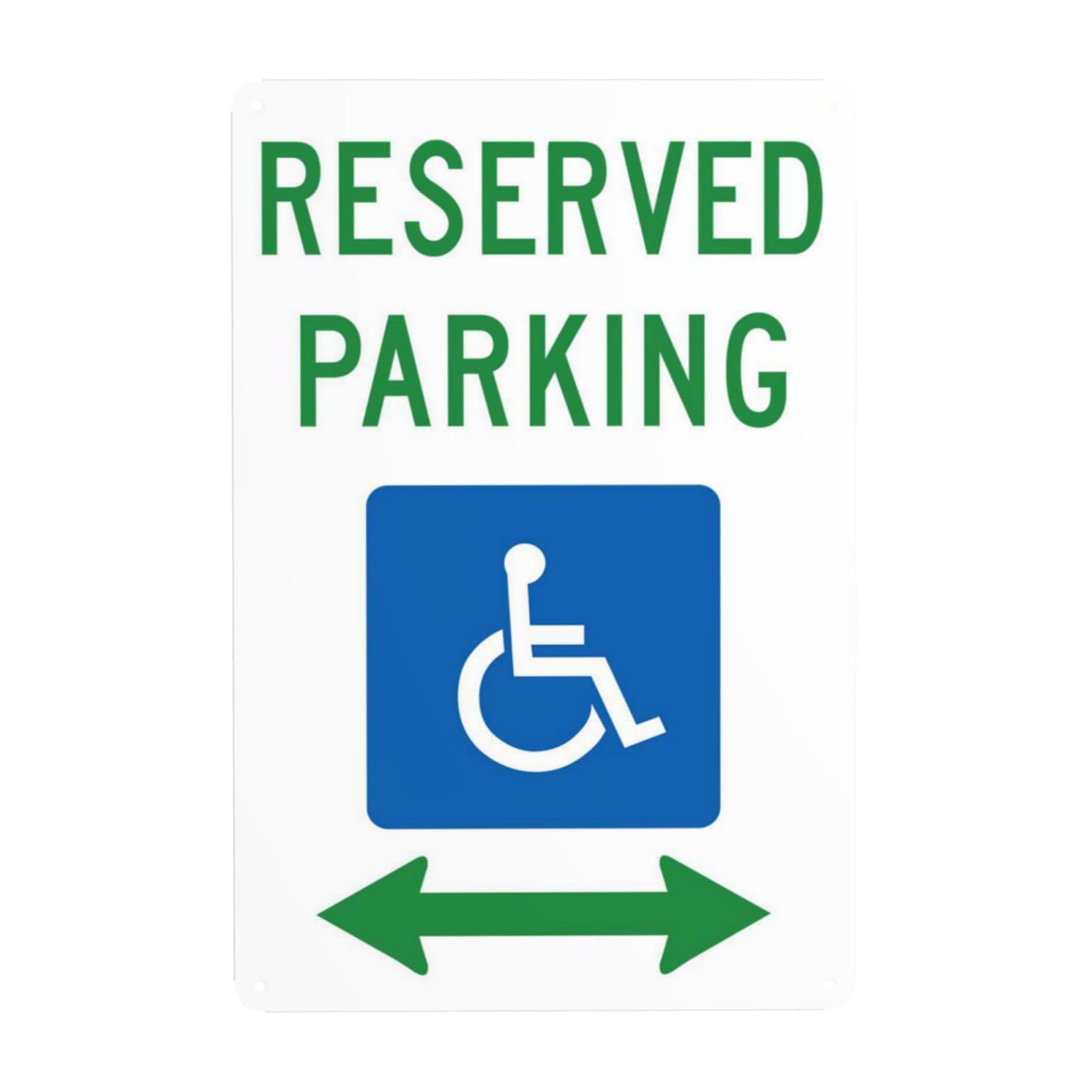 SMAZDFXX Handicap Parking Sign, Reserved Parking Handicapped Symbol With Both Side Arrow Metal Warning Signs, Cautions Security Tin Sign, Safety Signs for Street Business Wall Decor 12"x16"