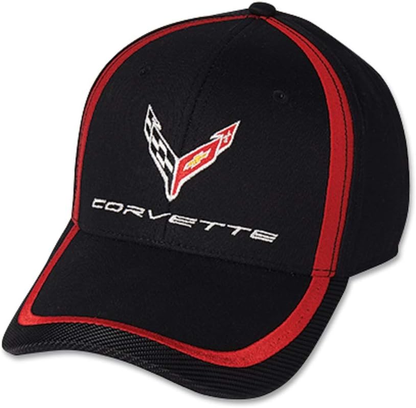 West Coast Corvette C8 Next Generation Red Stripe Accent Hat - Black