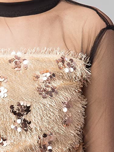 Image of NEOAMBER Women Stylish Sleeveless Sequin Net Western Cami Party Crop Top