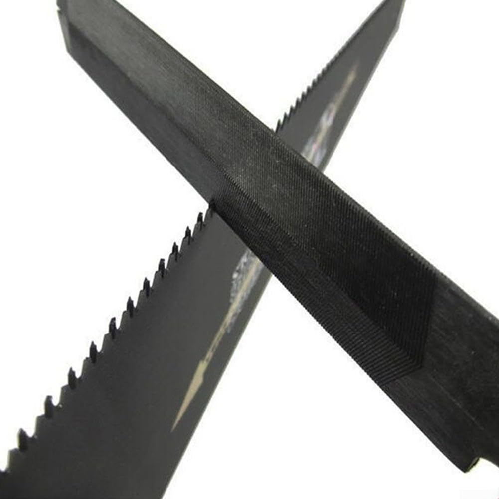 Eawfgtuw Lima per sega a mano, lima in acciaio sagomata con impugnatura in gomma morbida, per motosega e potatura, strumento di manutenzione per la lavorazione del legno e il giardino (15,2 cm)