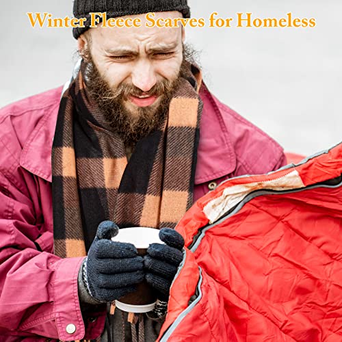 Vicenpal Winter Fleece Scarves Bulk for Homeless Donation Warm Neck Scarf Christmas Plaid Scarves for Women Men(24 Pieces)