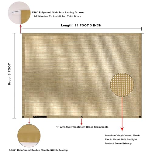 Image of RV Awning Mesh Sun Shade Screen for Motorhome Camper Trailer Sunshade