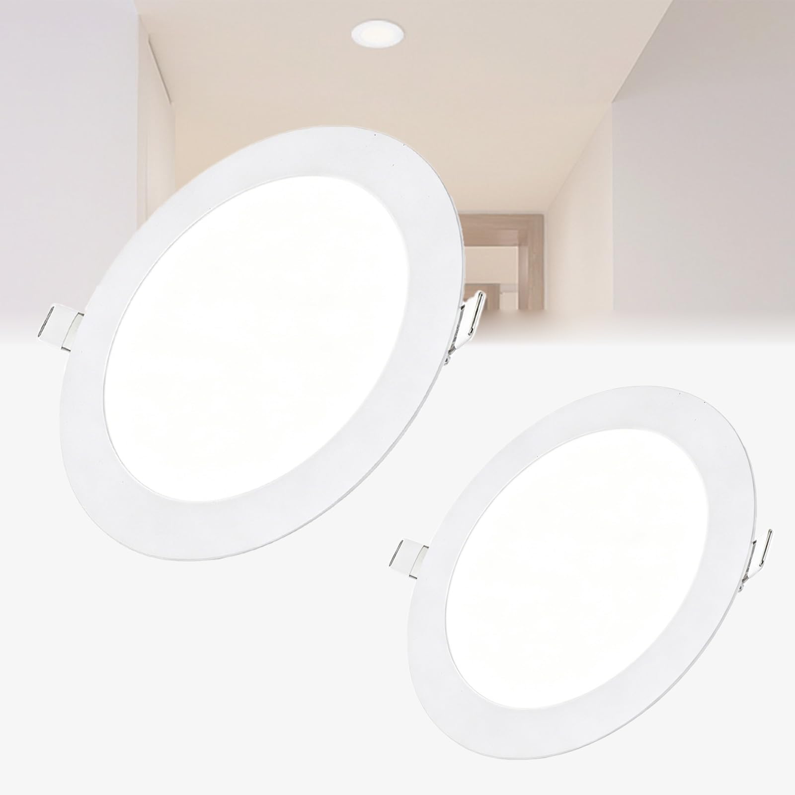 Tashace 12W Ultra Thin Round LED Recessed Flat Panel Ceiling Downlight(Warm Light,2pack)