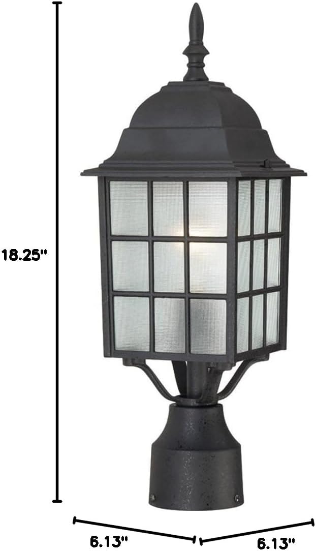 Nuvo Lighting 60/4909 Adams One Light Post Lantern 100 Watt A19 Max. Frosted Glass Textured Black Outdoor Fixture