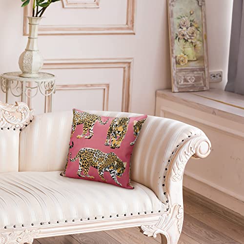 Buryeah Leopard Preppy Throw Pillow Covers Hot Pink Throw Pillow Fun Pillow Covers Leopard Print Cheetah Pillows Case For Preppy Stuff Room Decor, 18 X 18 Inch #TOP6