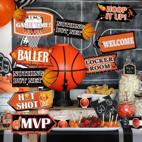Image of 20 Pieces Basketball Party Decorations Basketball Party Sign Basketball Themed Party Directional Signs Welcome Sign for Basketball Party Supplies Boys Sports Birthday Party Decorations
